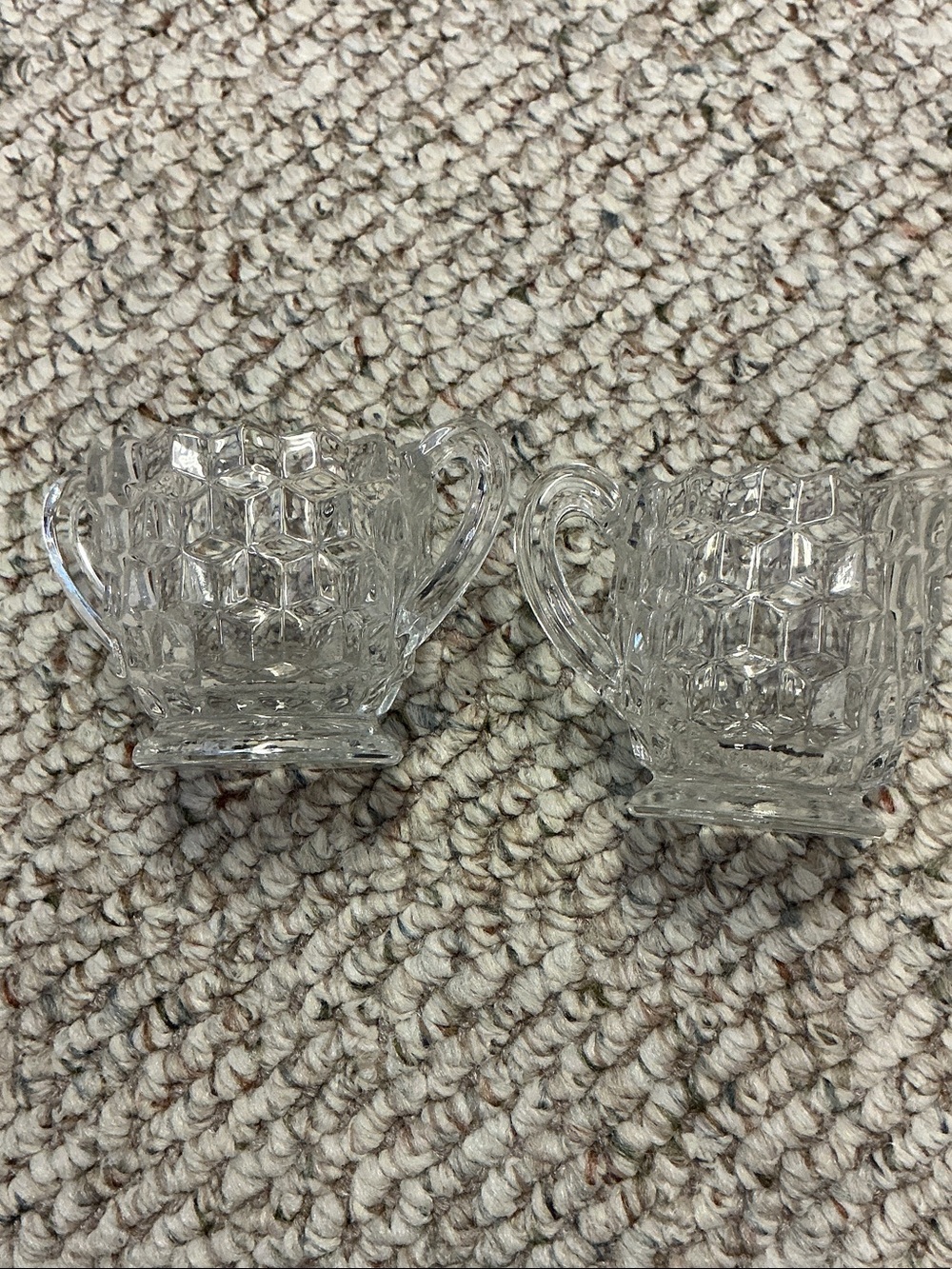 Clear Pressed Glass Creamer and Sugar Set - 2 1/2” tall